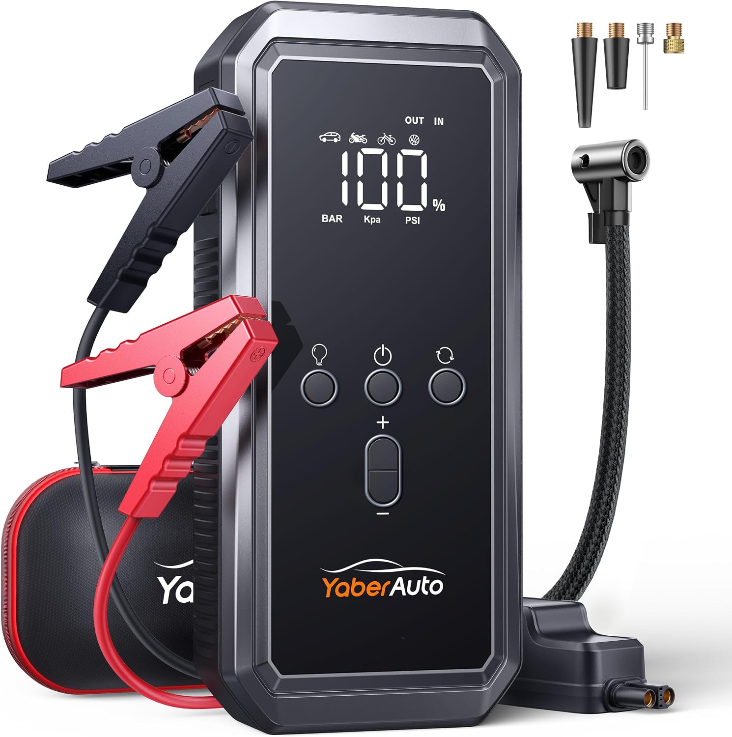 YaberAuto Arrancador de salto 9-en-1 6000A 150PSI con compresor de...