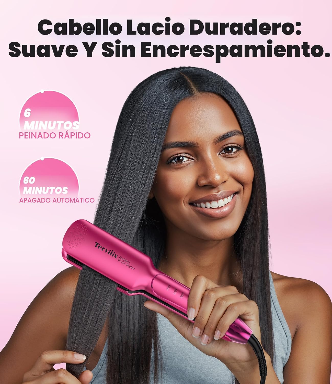 Terviiix - Plancha alisadora de cabello, placa ancha de 4,4 cm, cer...
