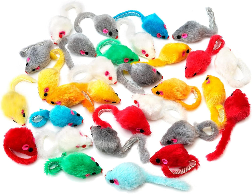 CHIWAVA 60 piezas de 4.1 pulgadas de juguete de gato peludo ratones...