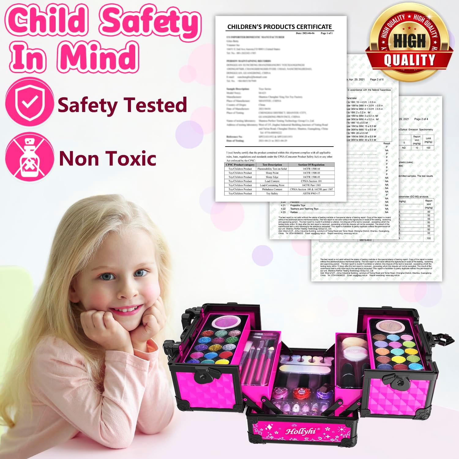 Hollyhi Juego de 59 piezas de maquillaje para niñas, juego de jugue...