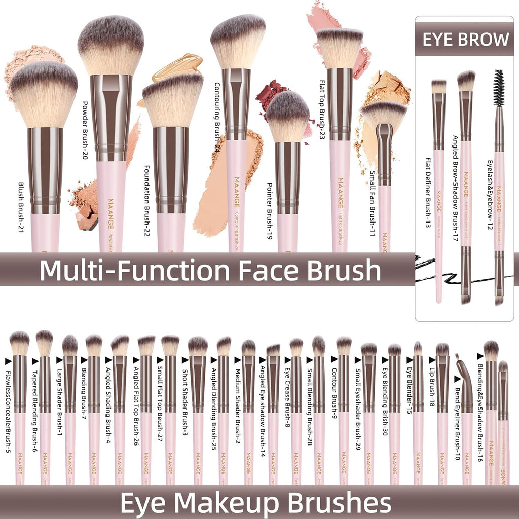MAANGE Juego de brochas de maquillaje, 51 piezas, juego de herramie...
