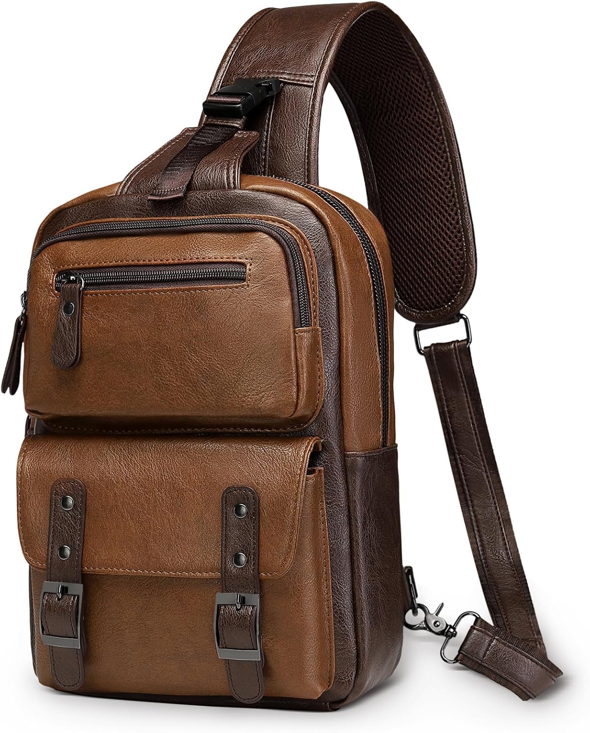SUIKIHUM Mochila vintage de piel sintética, bandolera cruzada con c...