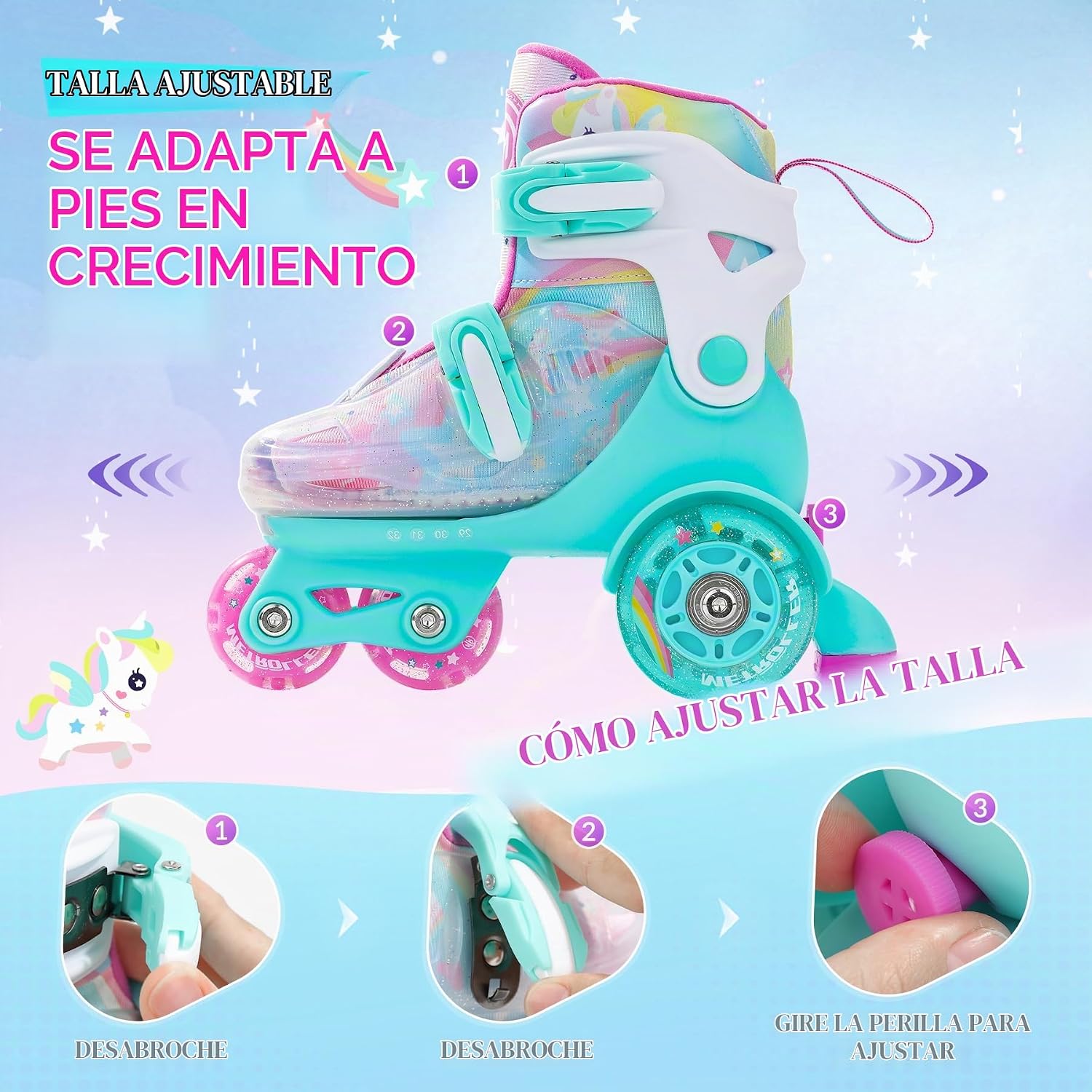 METROLLER Patines de equilibrio con ruedas ajustables para niños pe...