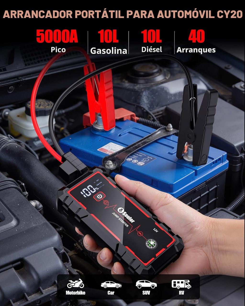 Jump Starter Battery Jumper Starter Portable Jump Box para batería...