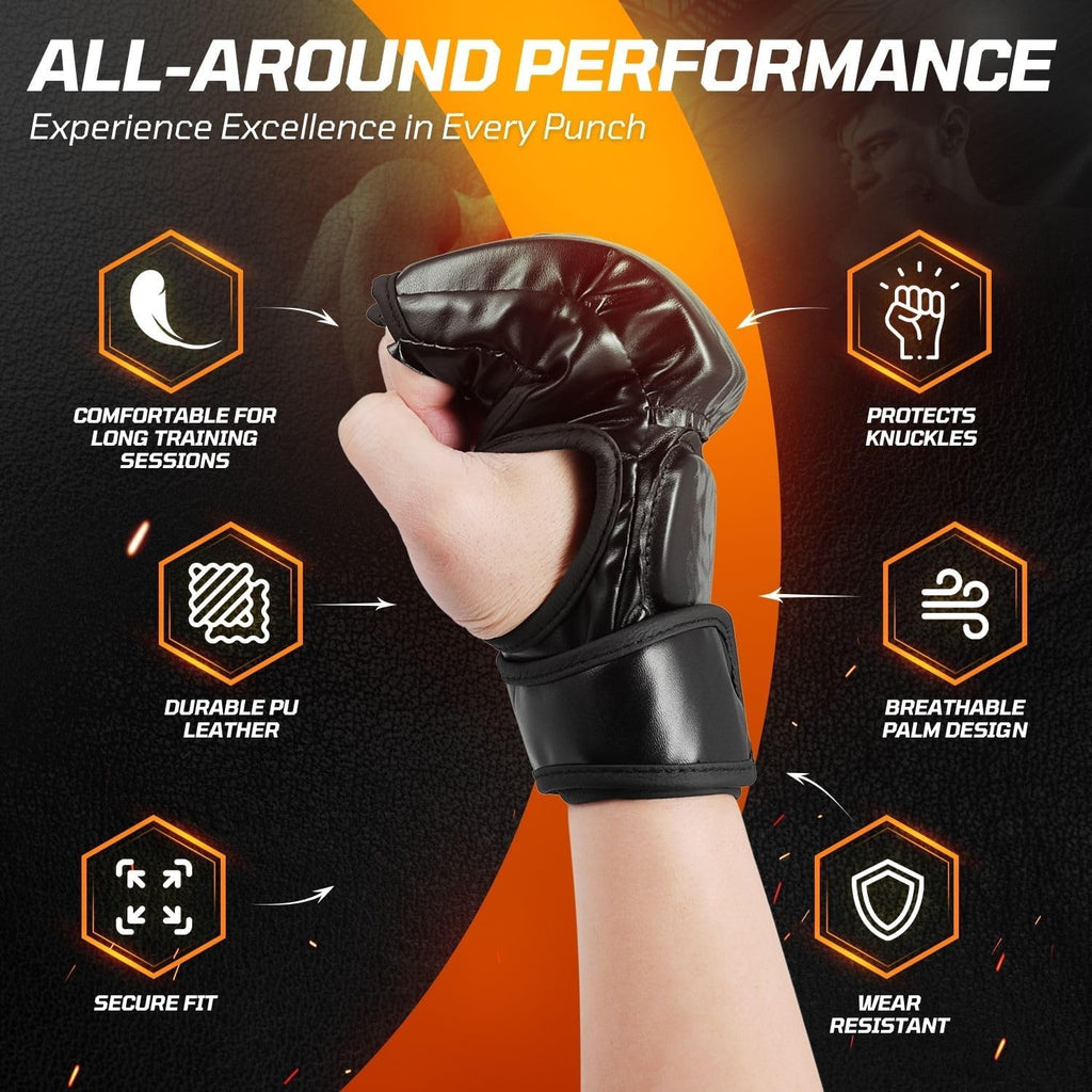 Flexzion, guantes de boxeo con dedos descubiertos - Grappling, MMA,...