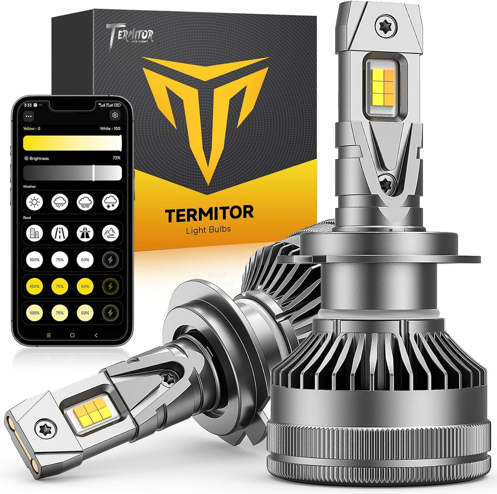 Termitor Bombilla inteligente H7, 0-75,000 lúmenes, 1500% súper bri...