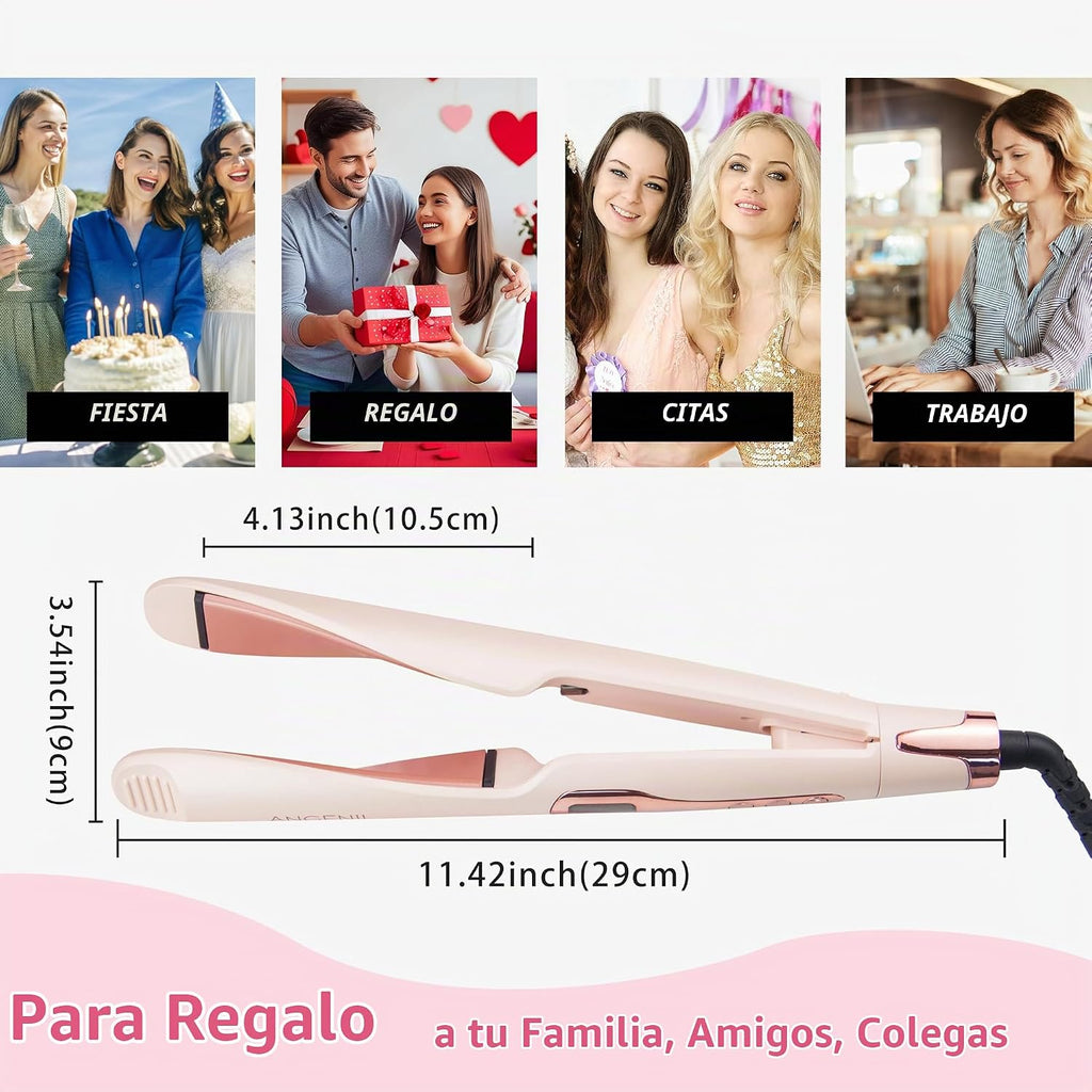 ANGENIL Alisador y rizador de cabello profesional 2 en 1, plancha p...