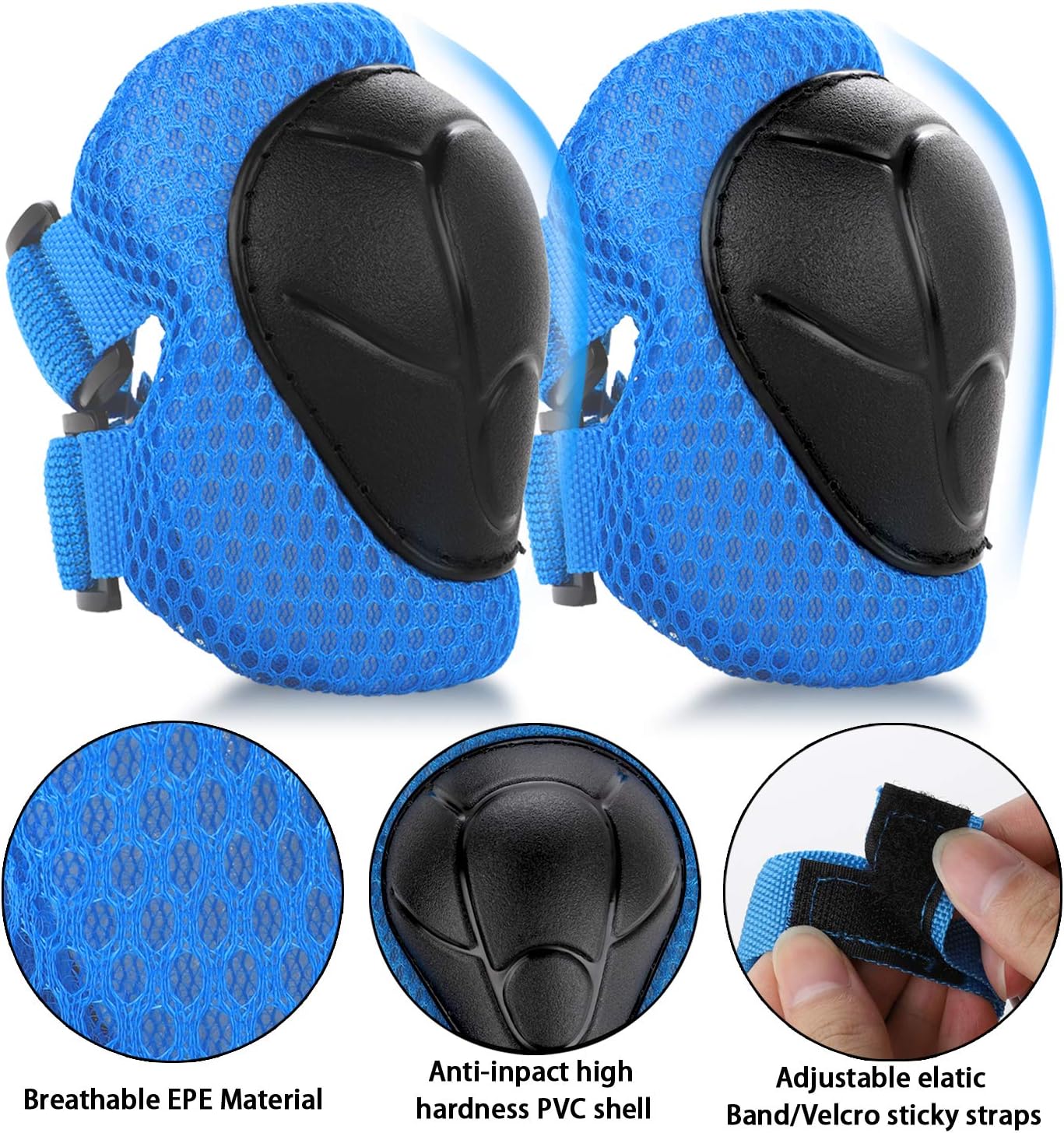 WayEee Juego de casco de bicicleta para niños, rodilleras, equipo d...