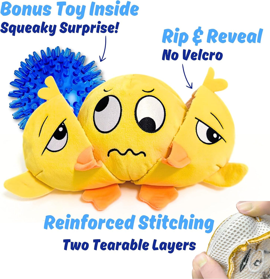 PeppyPawz - Juguete masticable 3 en 1 de pato de peluche para perro...
