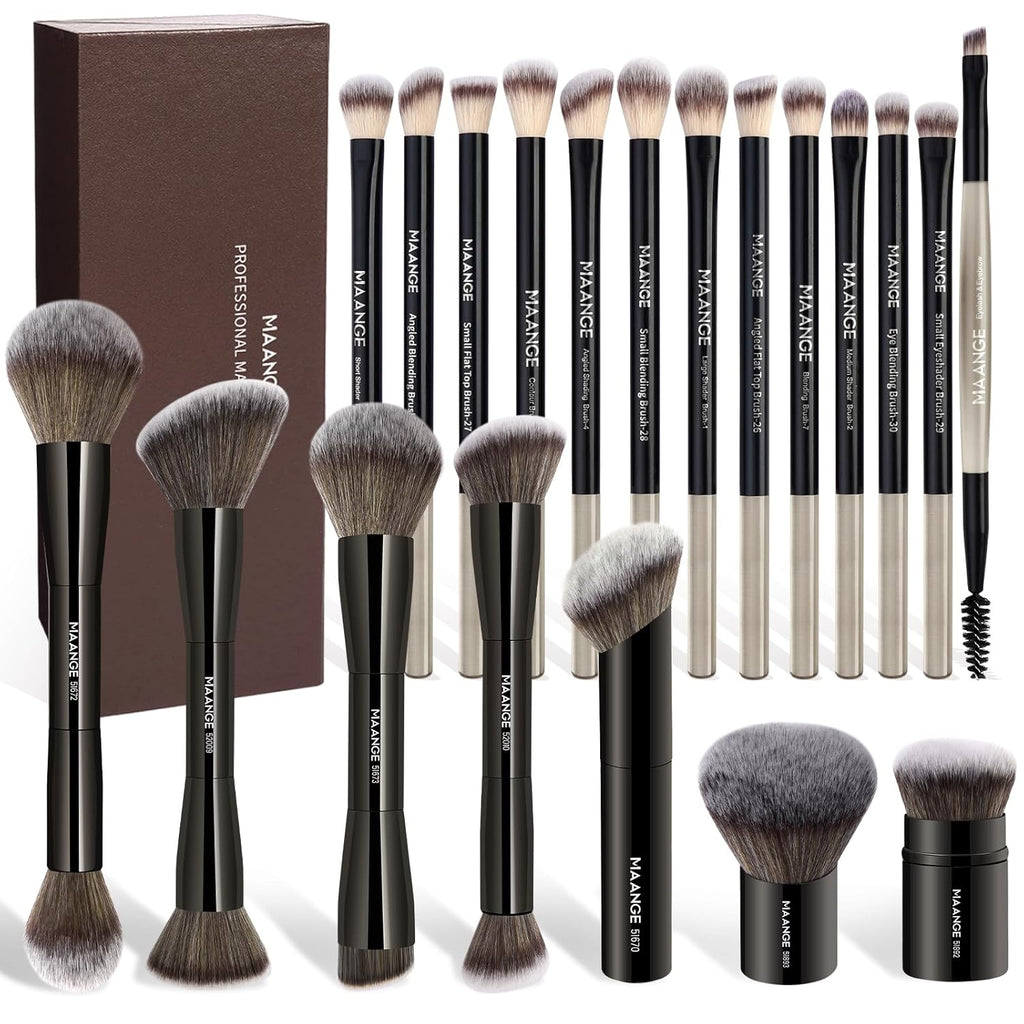 MAANGE 20 brochas de maquillaje con caja de regalo, brochas de maqu...