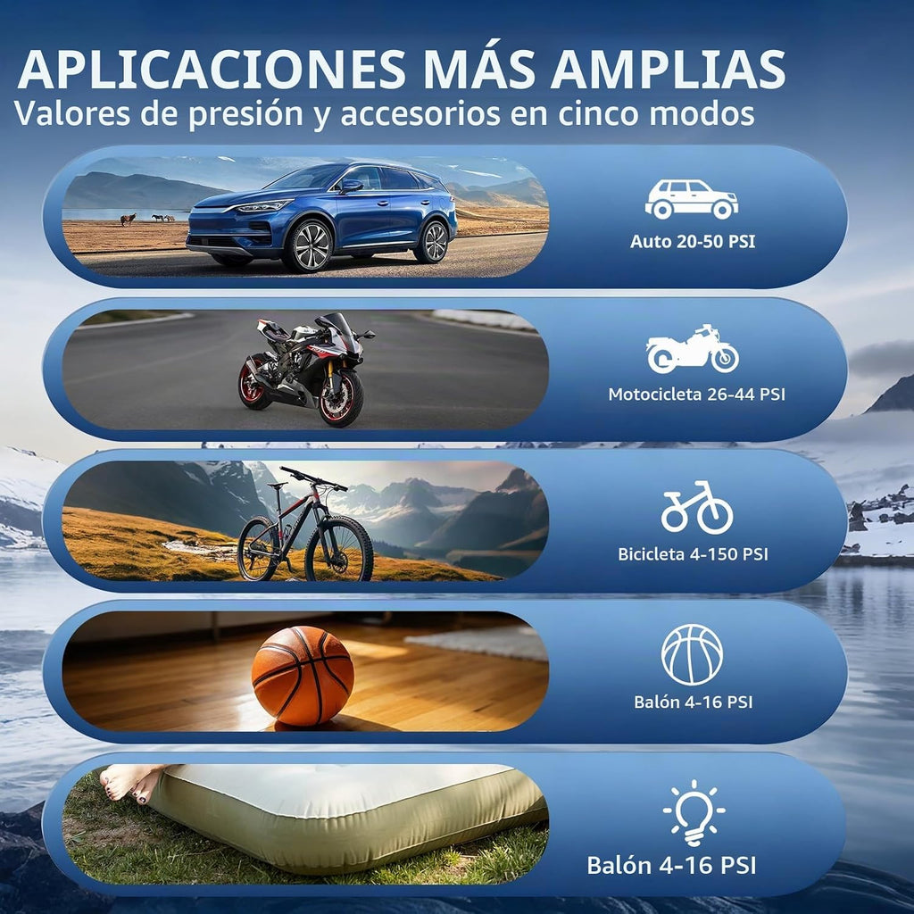 EDOMOL Compresor de aire portátil para inflado de neumáticos, bomba...