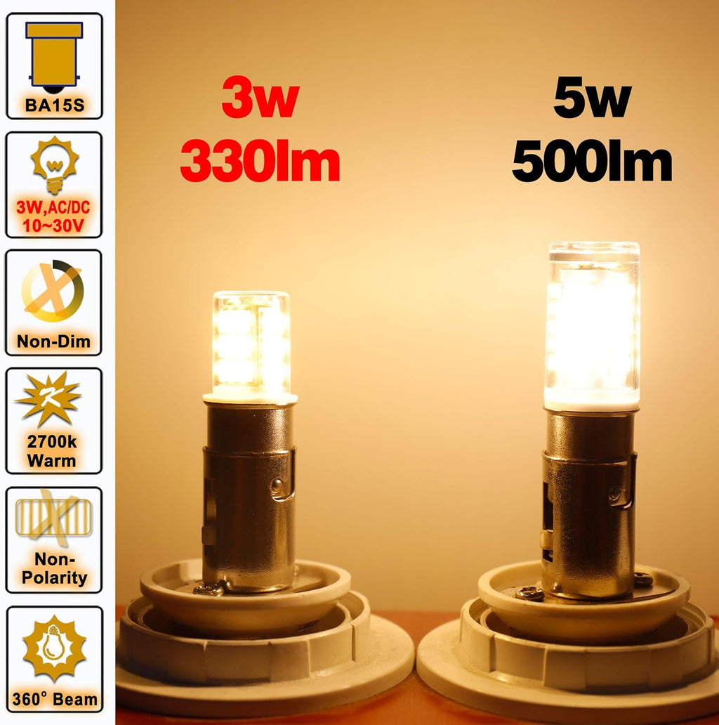 Ziomitus BA15S Bombillas LED 12V para Paisaje, RV, Cámper, Interior...