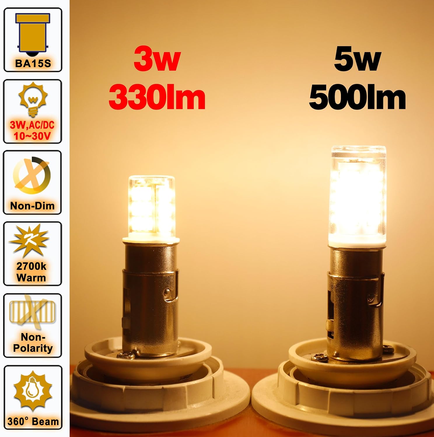 Ziomitus BA15S Bombillas LED 12V para Paisaje, RV, Cámper, Interior...
