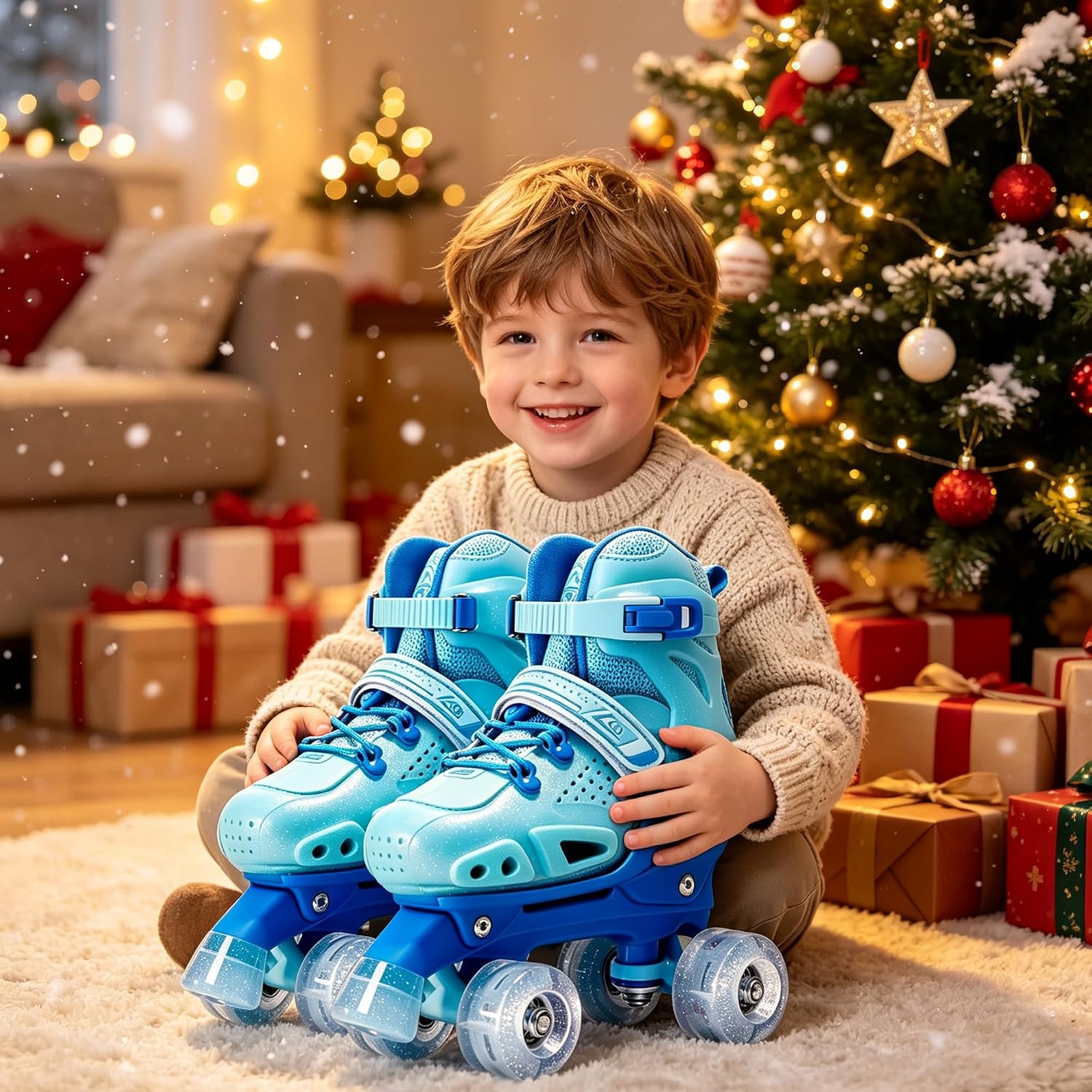 LKD Patines de ruedas para niños y niñas, 4 tamaños, ajustables, co...