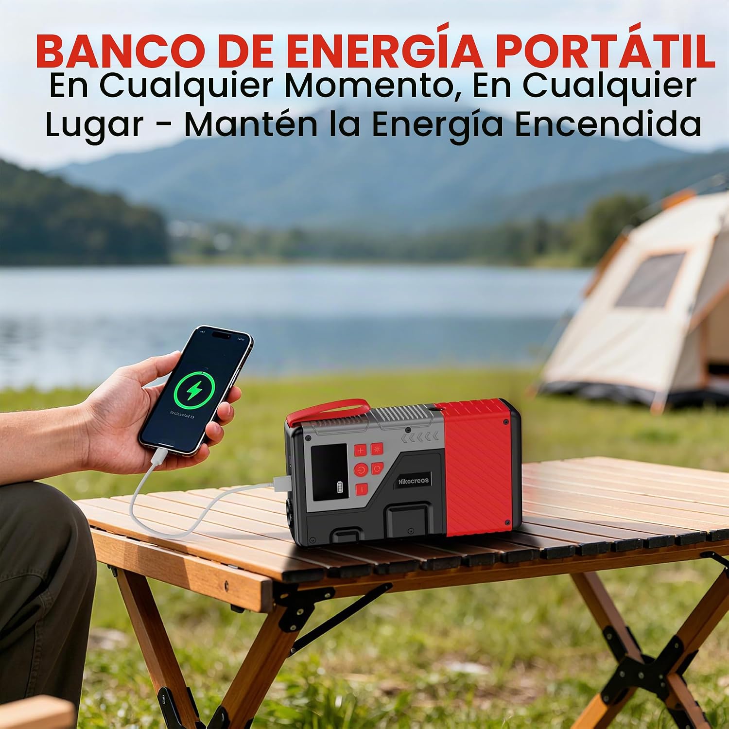 Arrancador portátil de coche con compresor de aire para emergencias...