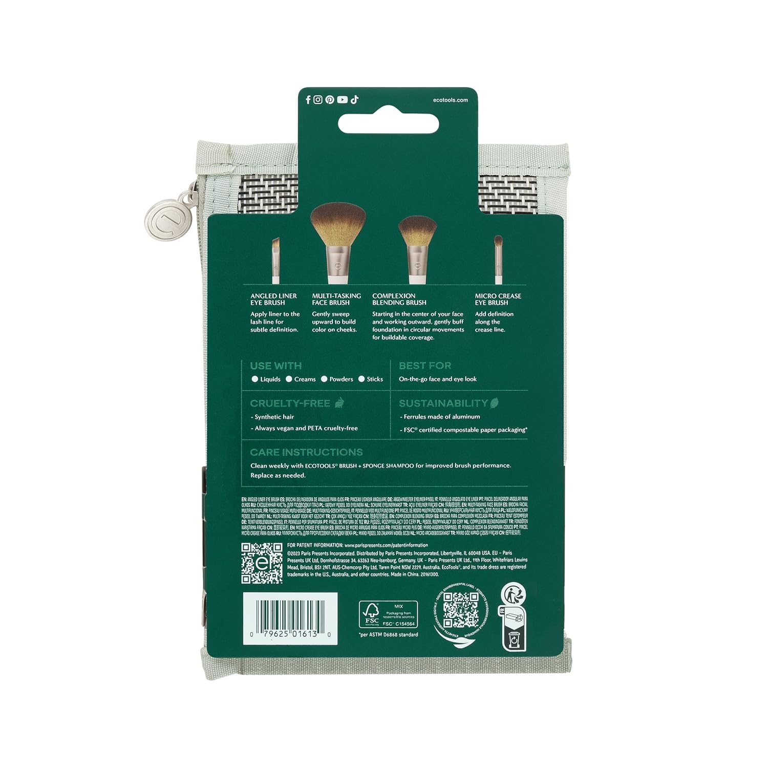 EcoTools Kit de brochas de maquillaje para llevar, juego de brochas...