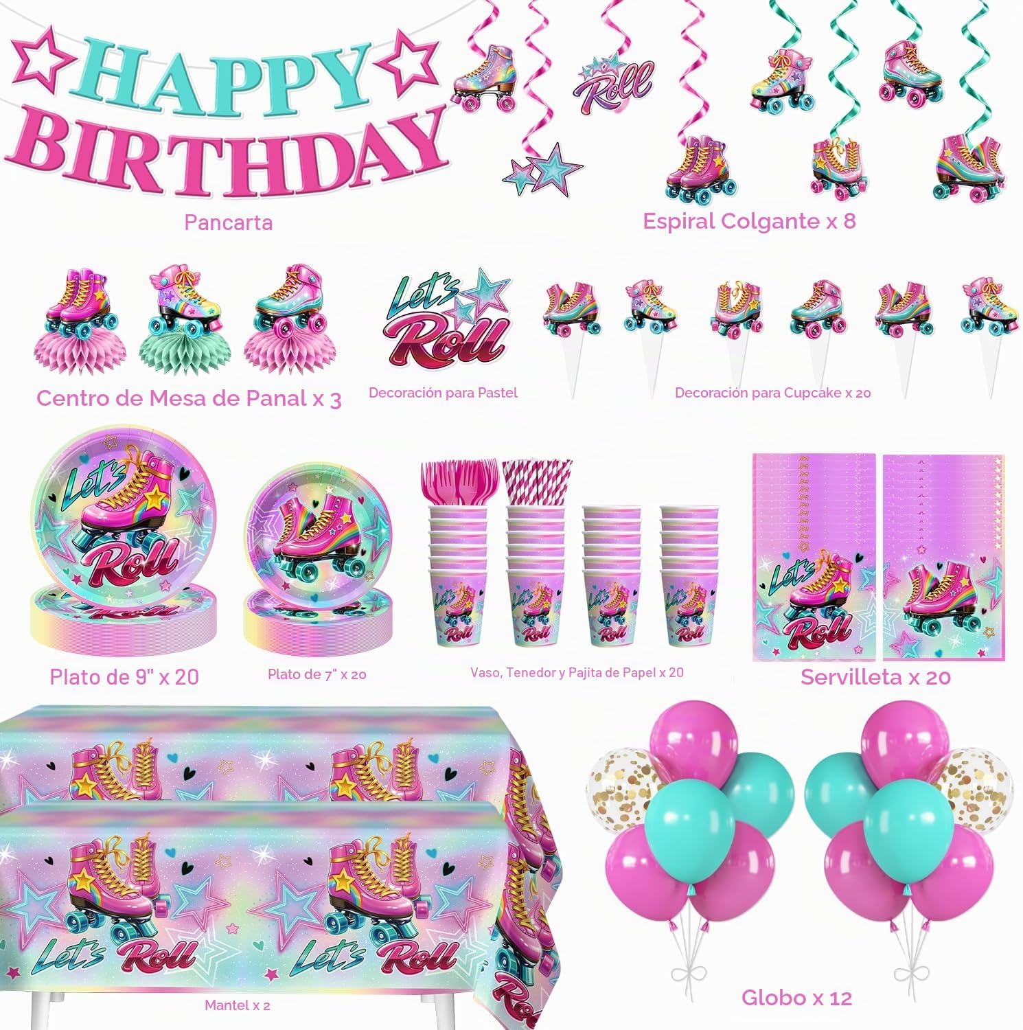 Juego de 167 piezas de vajilla desechable con bandera, globos, deco...