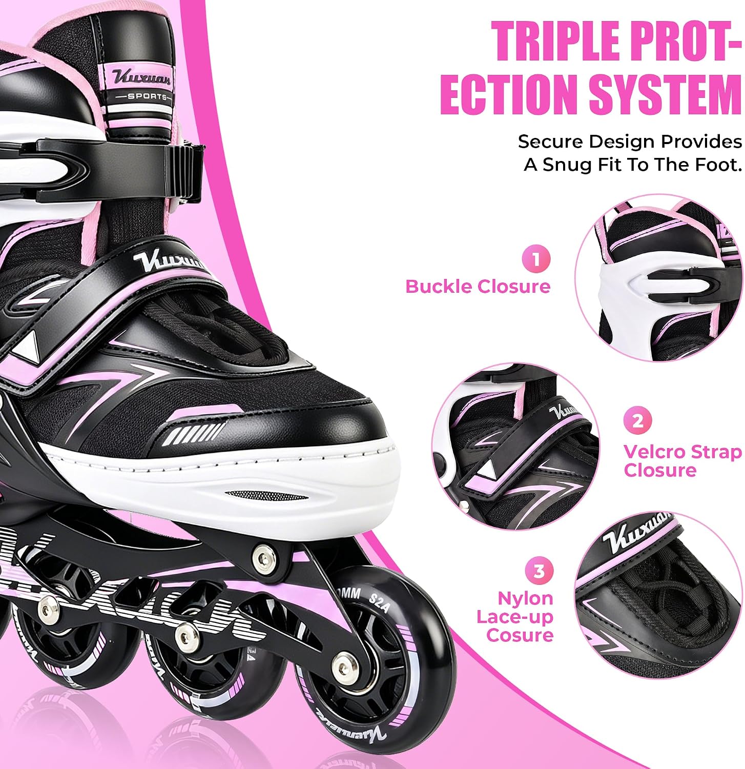 Kuxuan - Patines en línea ajustables iluminadores para niños de 5 a...