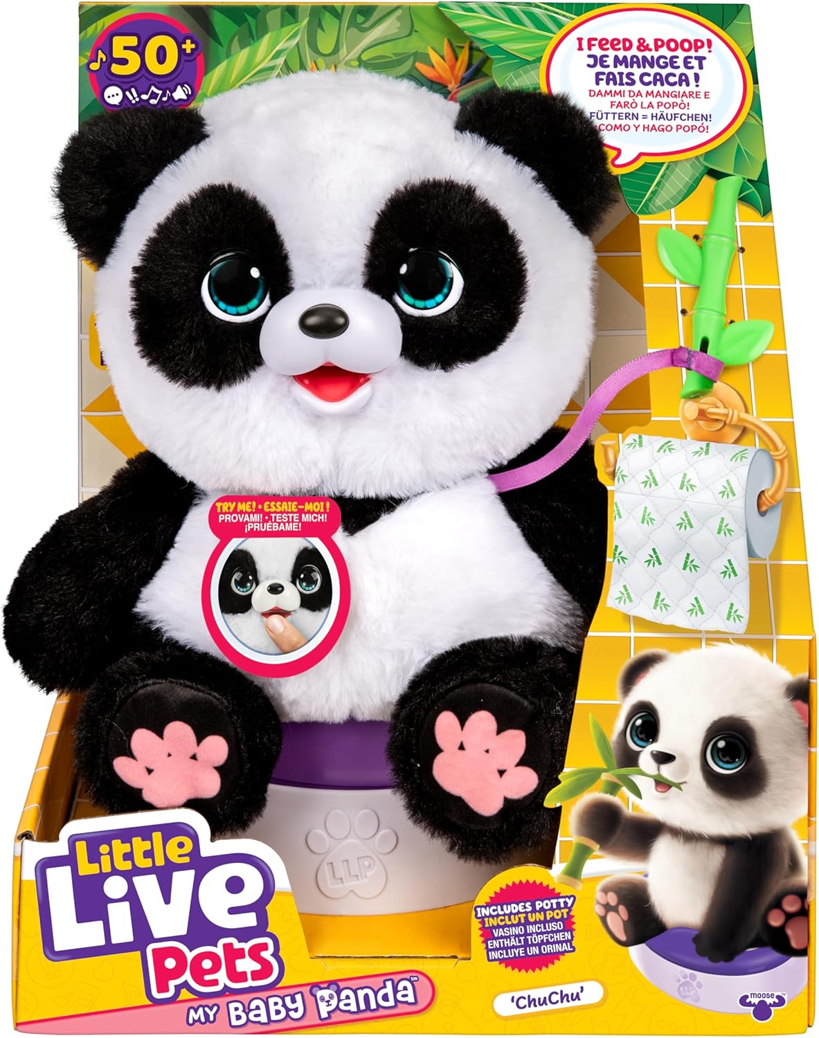 Little Live Pets Mi bebé panda parlante ChuChu, peluche de panda su...