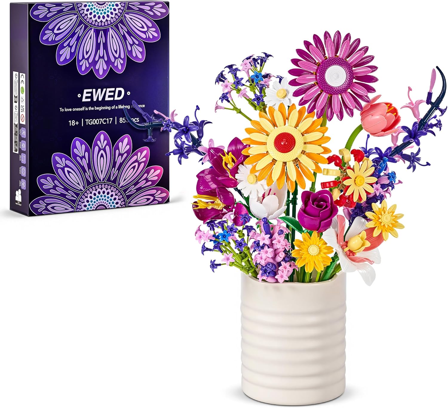 EWED Juego de construcción de ramo de flores de girasoles para adul...