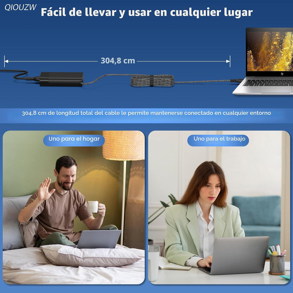 QIOUZW Cargador USB C de 65 W para laptop compatible con HP Spectre...