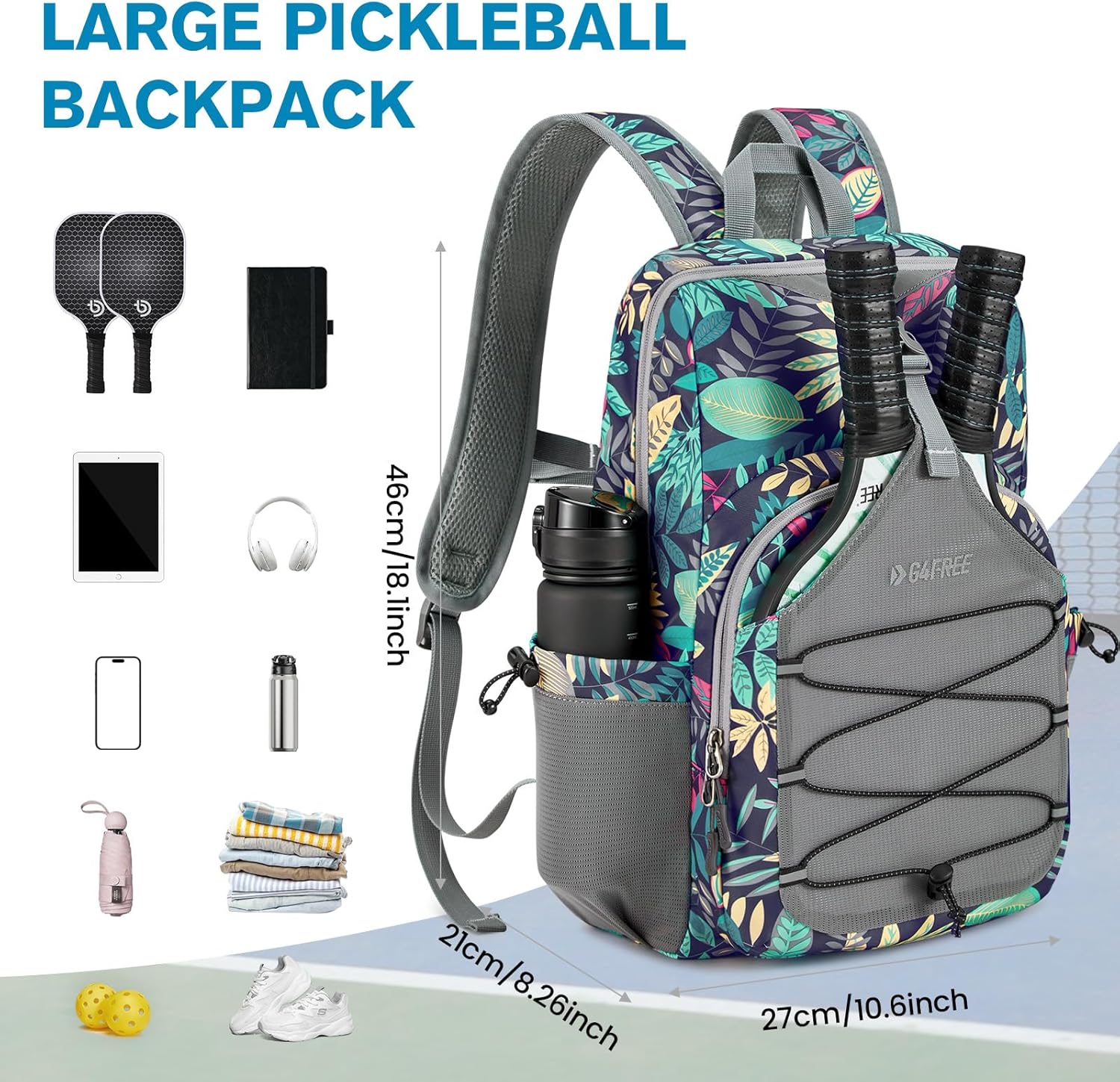 G4Free Bolsa de pickleball para mujeres y hombres, bolsa de pádel p...