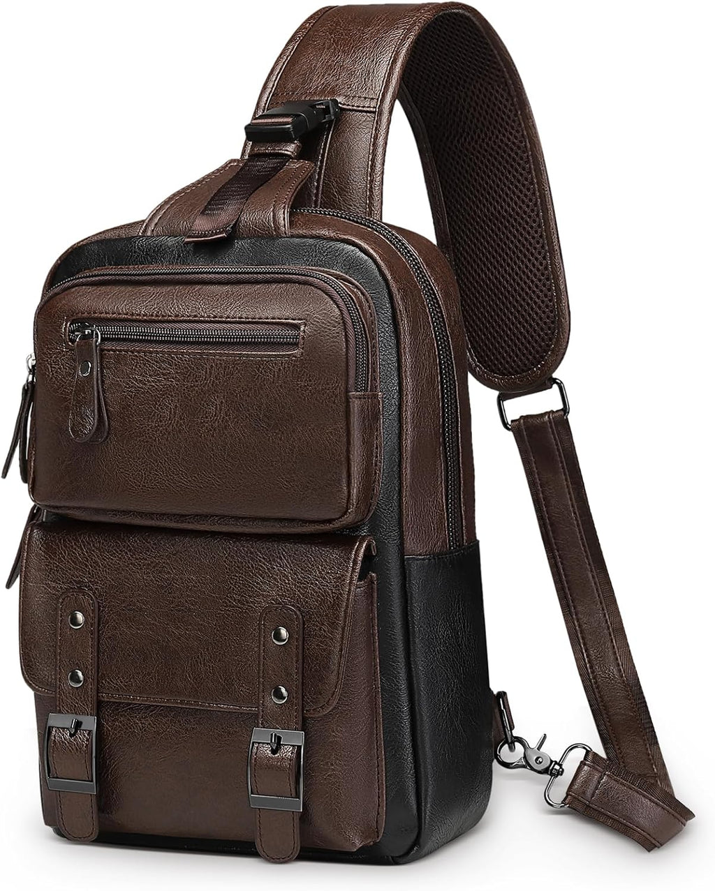 SUIKIHUM Mochila vintage de piel sintética, bandolera cruzada con c...