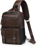 SUIKIHUM Mochila vintage de piel sintética, bandolera cruzada con c...