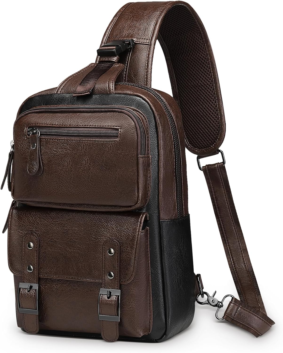 SUIKIHUM Mochila vintage de piel sintética, bandolera cruzada con c...