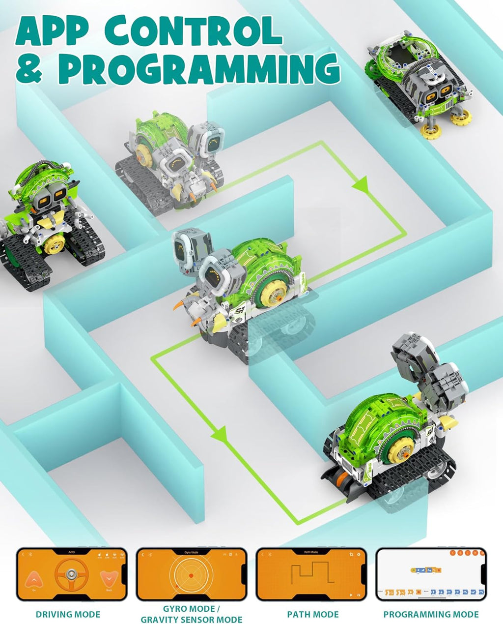 Opmind Juego de construcción de juguetes de robot STEM AI 5 en 1, 4...