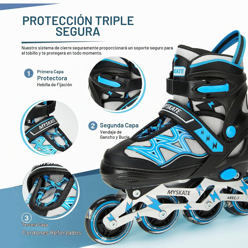 Lightning Adjustable 4 Sizes Inline Skates with Full Light up Wheel...