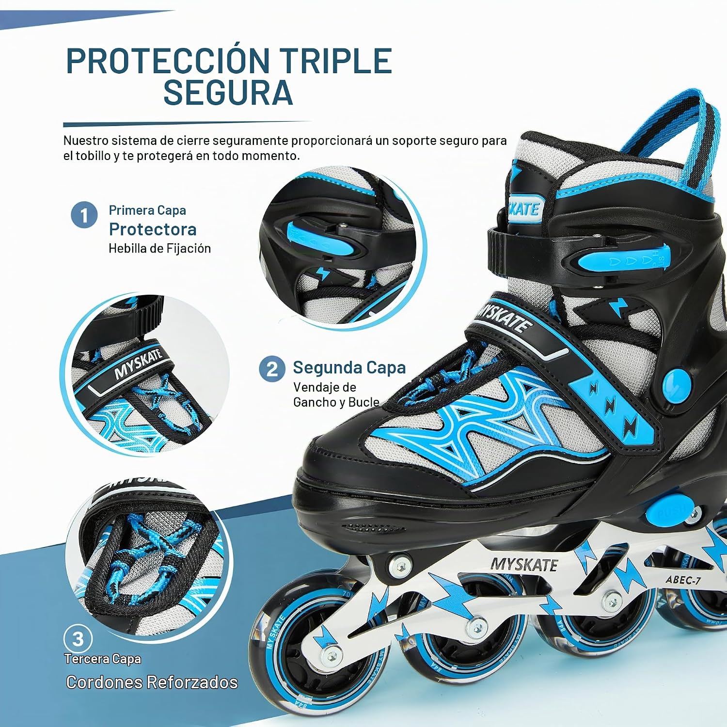 Lightning Adjustable 4 Sizes Inline Skates with Full Light up Wheel...