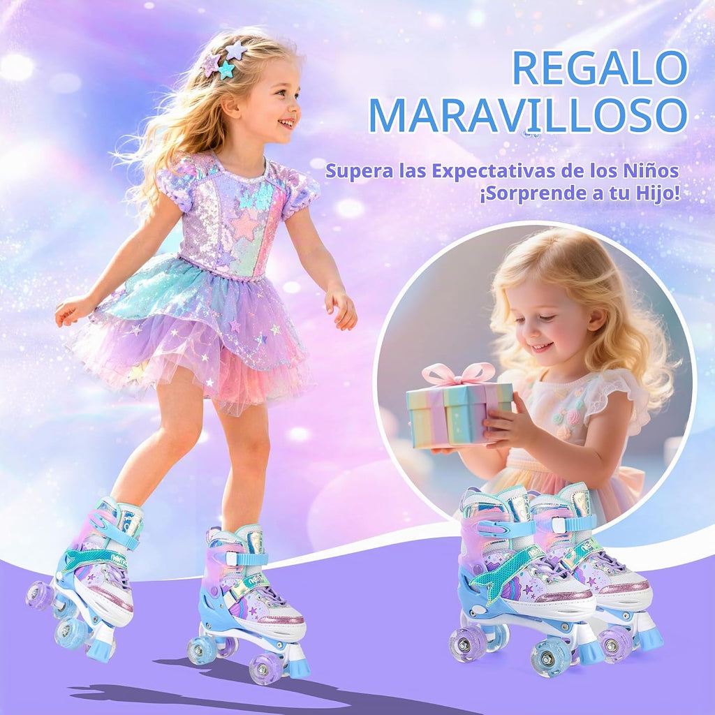 NEMONE - Patines de sirena con ruedas iluminadas y 4 tamaños ajusta...