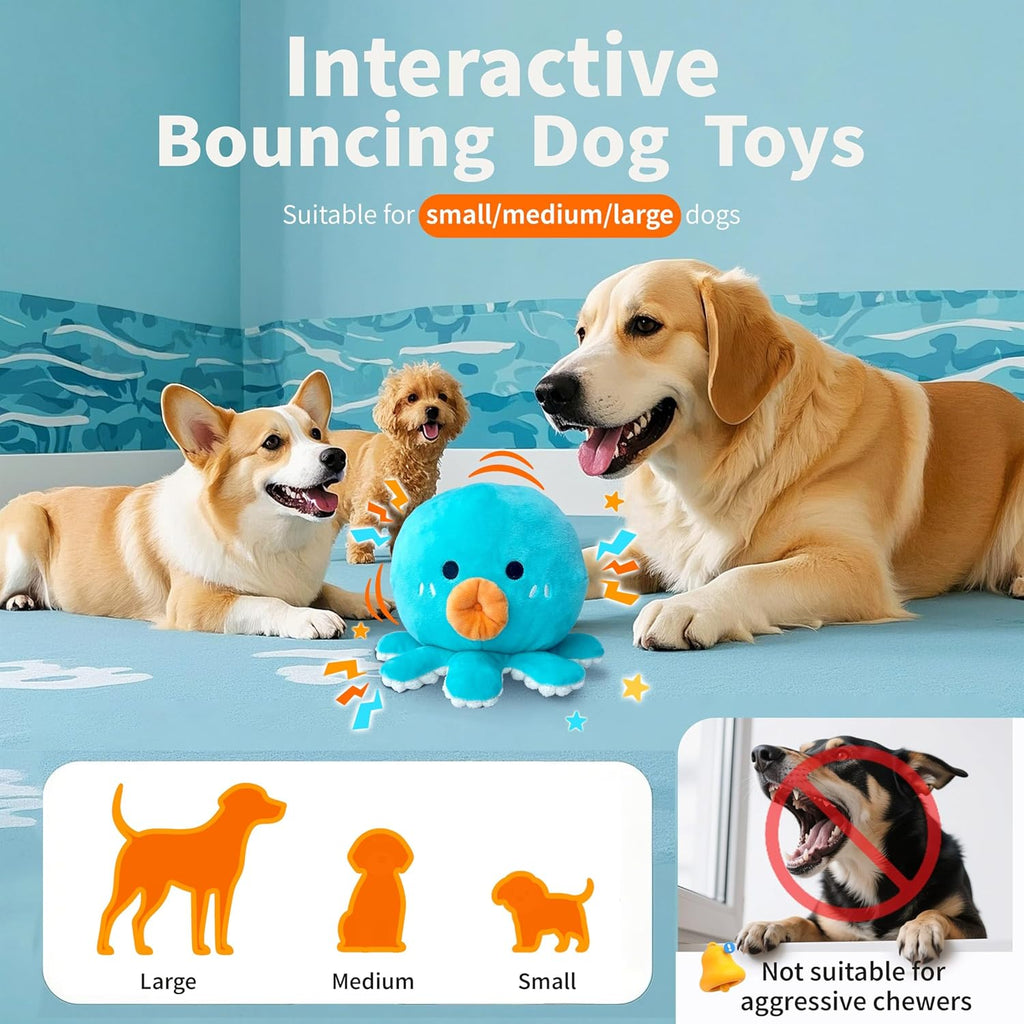 Hanarook Juguetes interactivos para perros, juguete de pulpo chirri...