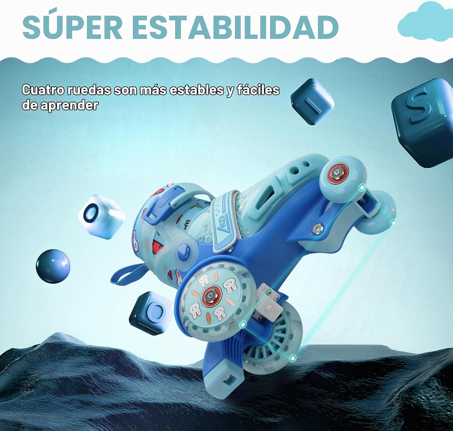 LKD Patines ajustables para niños y niñas, patines cuádruples para...