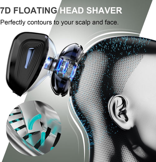 Afeitadoras de cabeza para hombres calvos: 𝟕𝐃 𝐅𝐥𝐨𝐚𝐭𝐢𝐧𝐠 Maquinilla d...