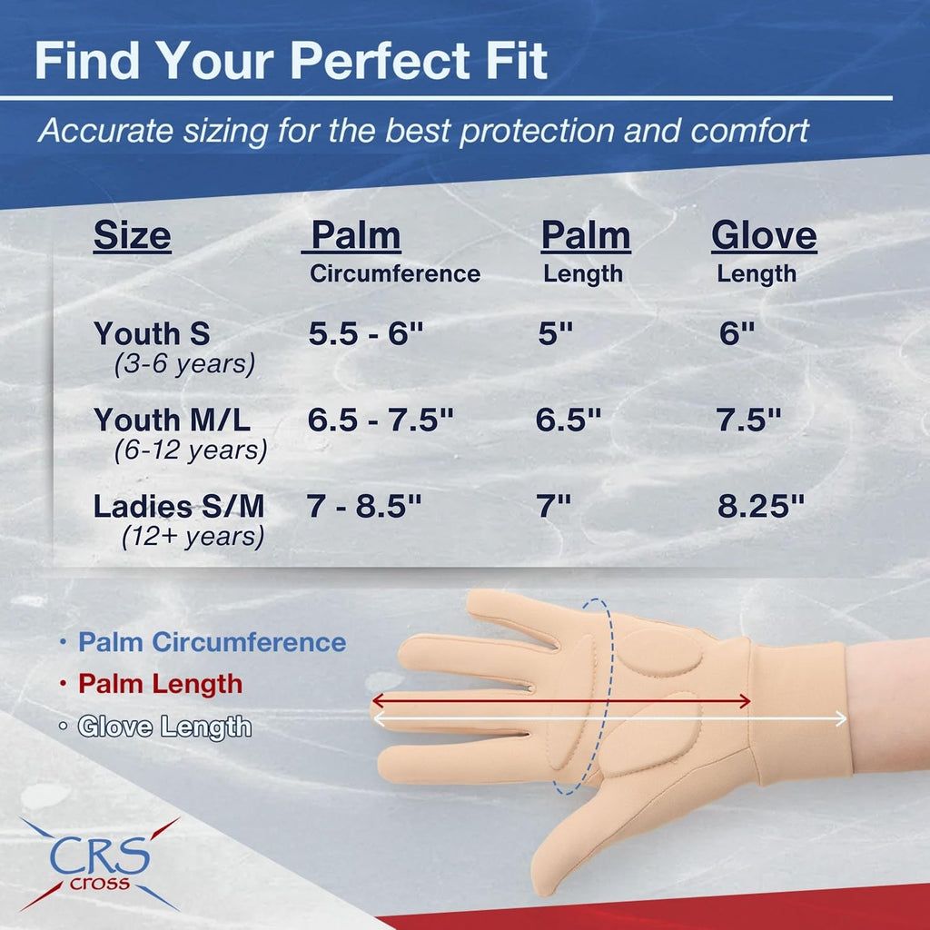 CRS Cross Padded Ice Skating Gloves. Warm Padded Protection. Figure...
