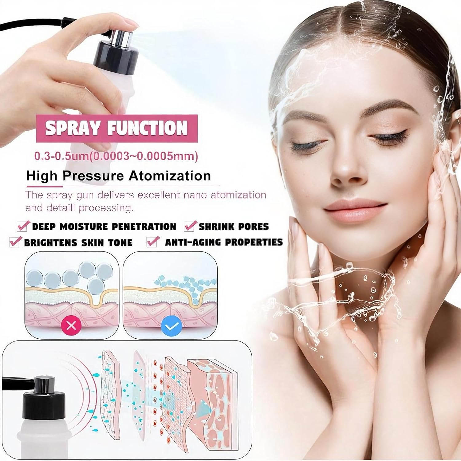 【3 en 1】Máquina de microdermoabrasión, dispositivos faciales profes...