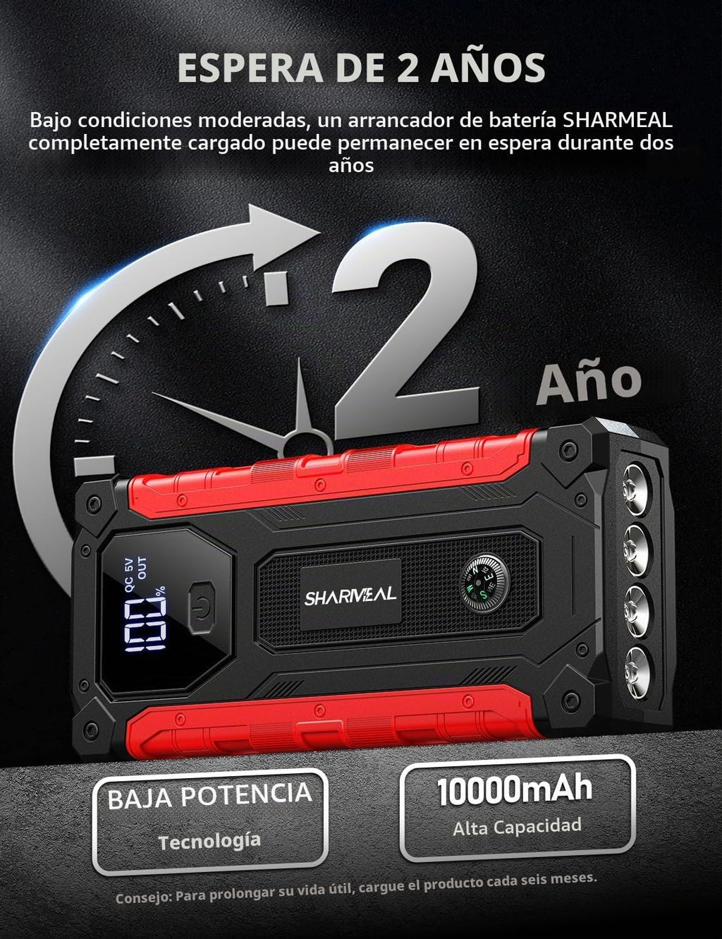 Sharmeal Arrancador de coche 8000A, paquete de batería de arranque...
