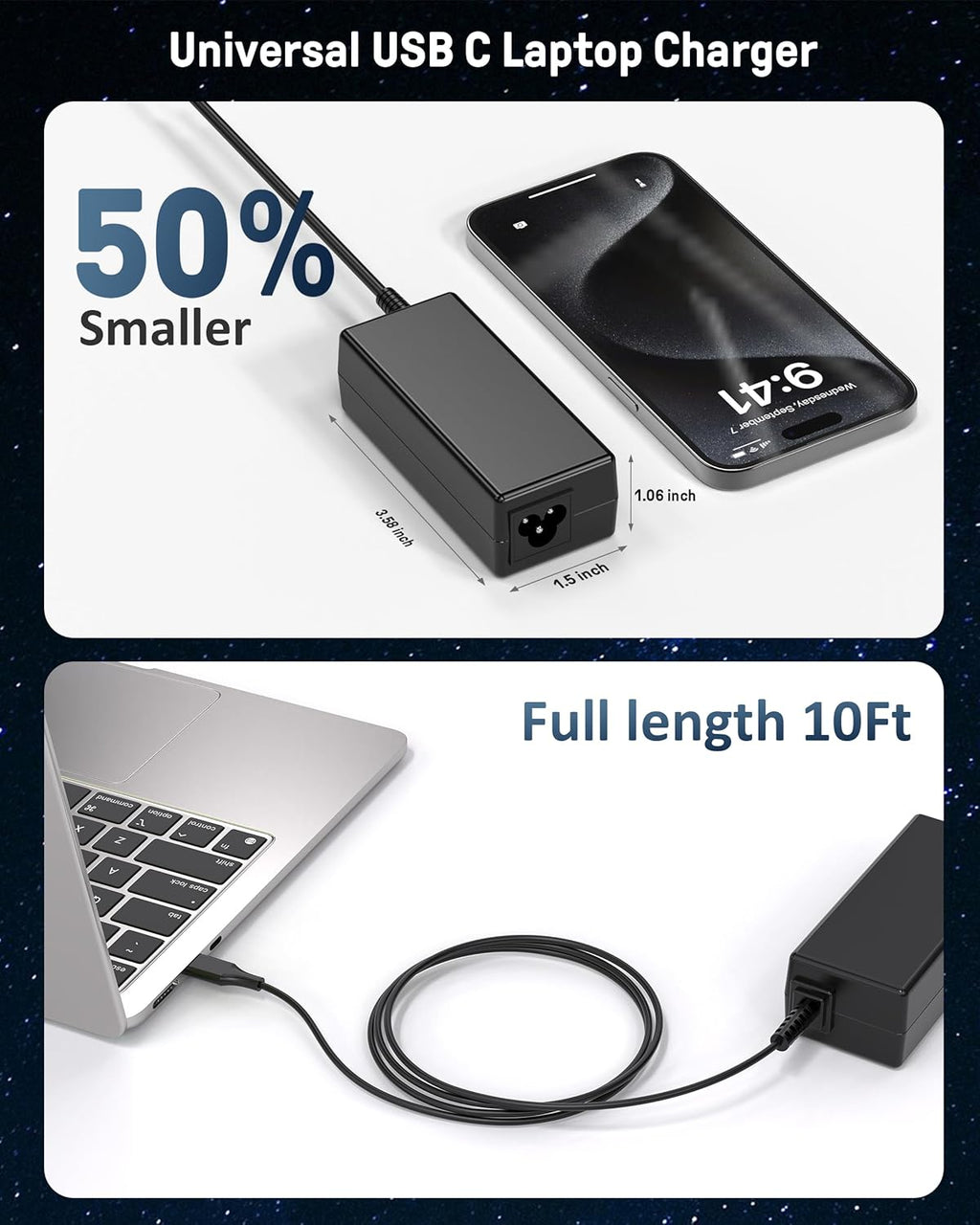 Cargador USB C para portátil de 45 W tipo C - Reemplazo para Acer,...