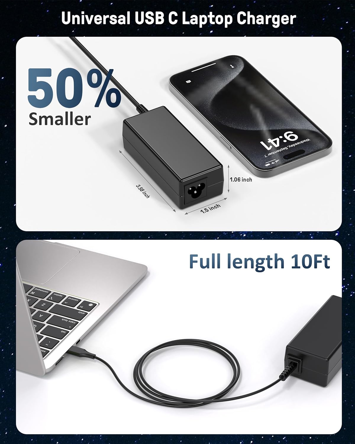 Cargador USB C para portátil de 45 W tipo C - Reemplazo para Acer,...