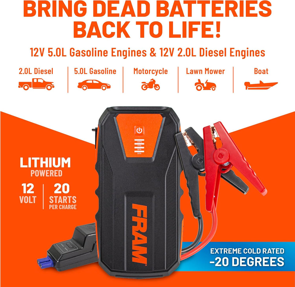 FRAM FEK40008 - Arrancador de batería de coche 12000mAh (44.4Wh) ha...
