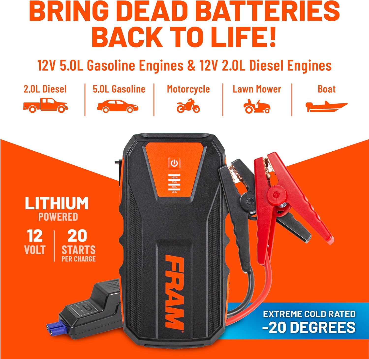 FRAM FEK40008 - Arrancador de batería de coche 12000mAh (44.4Wh) ha...