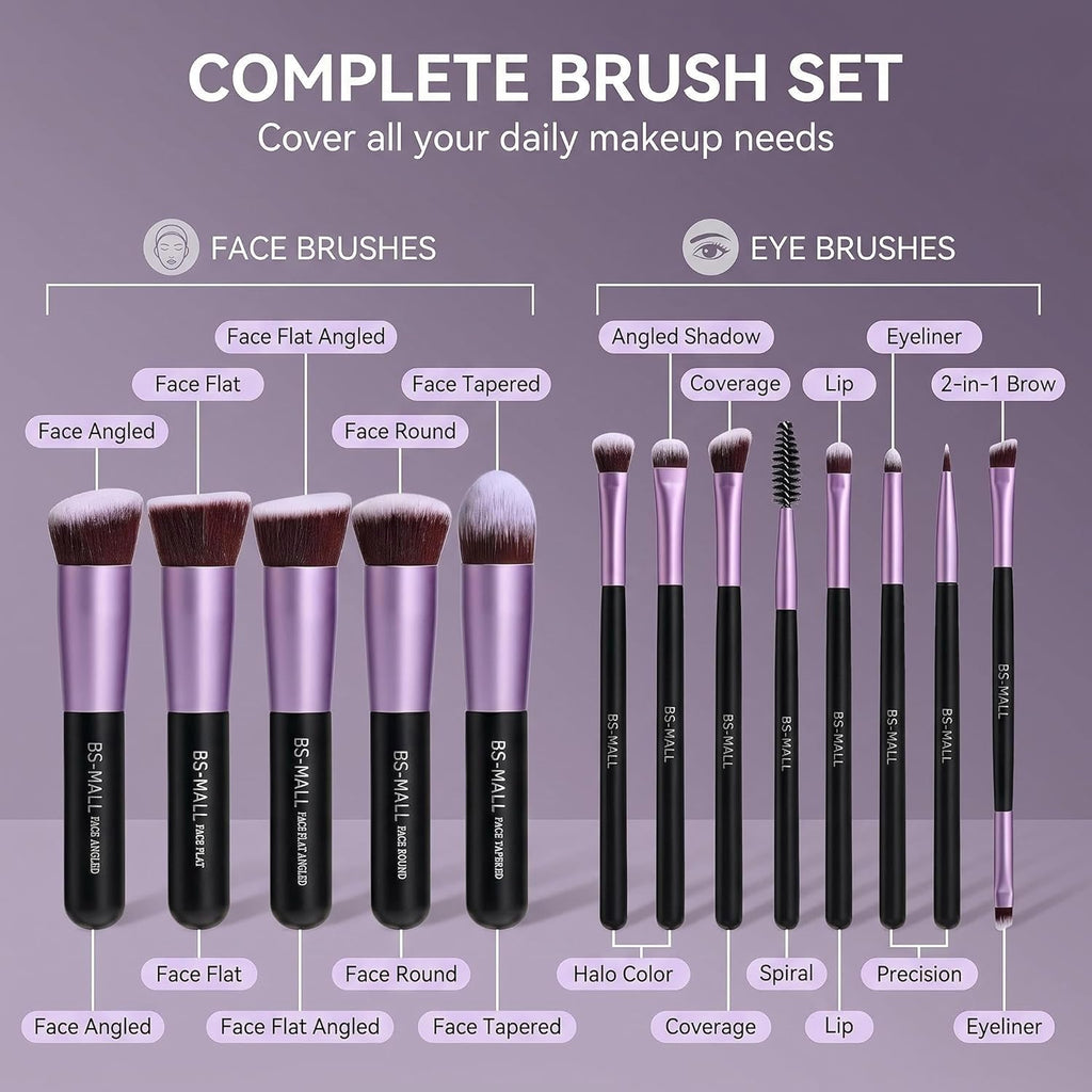 BS-MALL Pinceles de Maquillaje Sintéticos Premium Base en Polvo Cor...