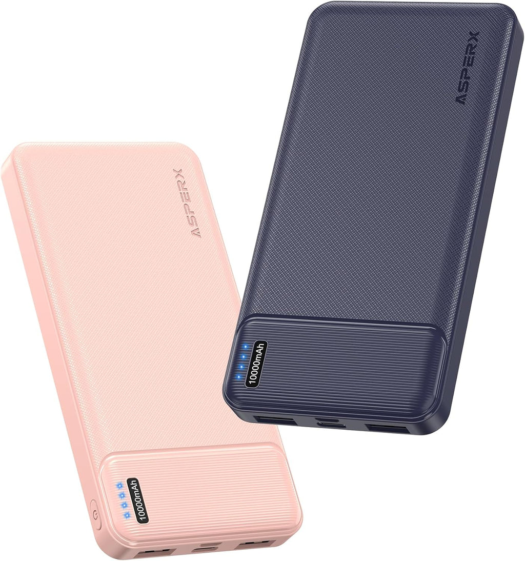 AsperX Paquete de 2 Cargadores Portátiles de 10000mAh con Salida US...