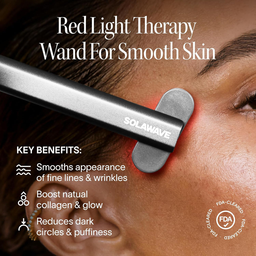 Solawave Varita de terapia de luz roja 4 en 1 para cara y cuello, d...