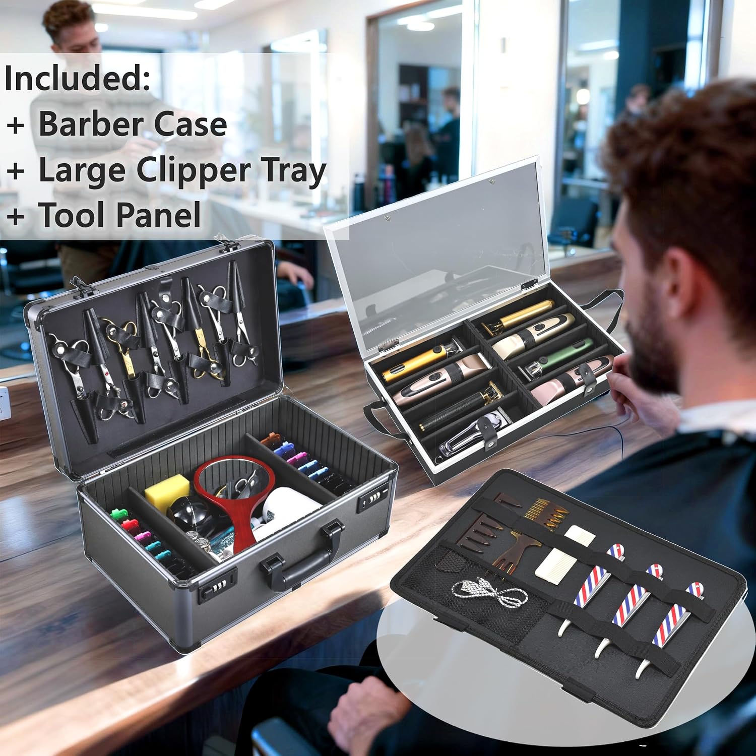 Yueieoun Estuche de Barbero Profesional \u2013 Estuche Portátil de...