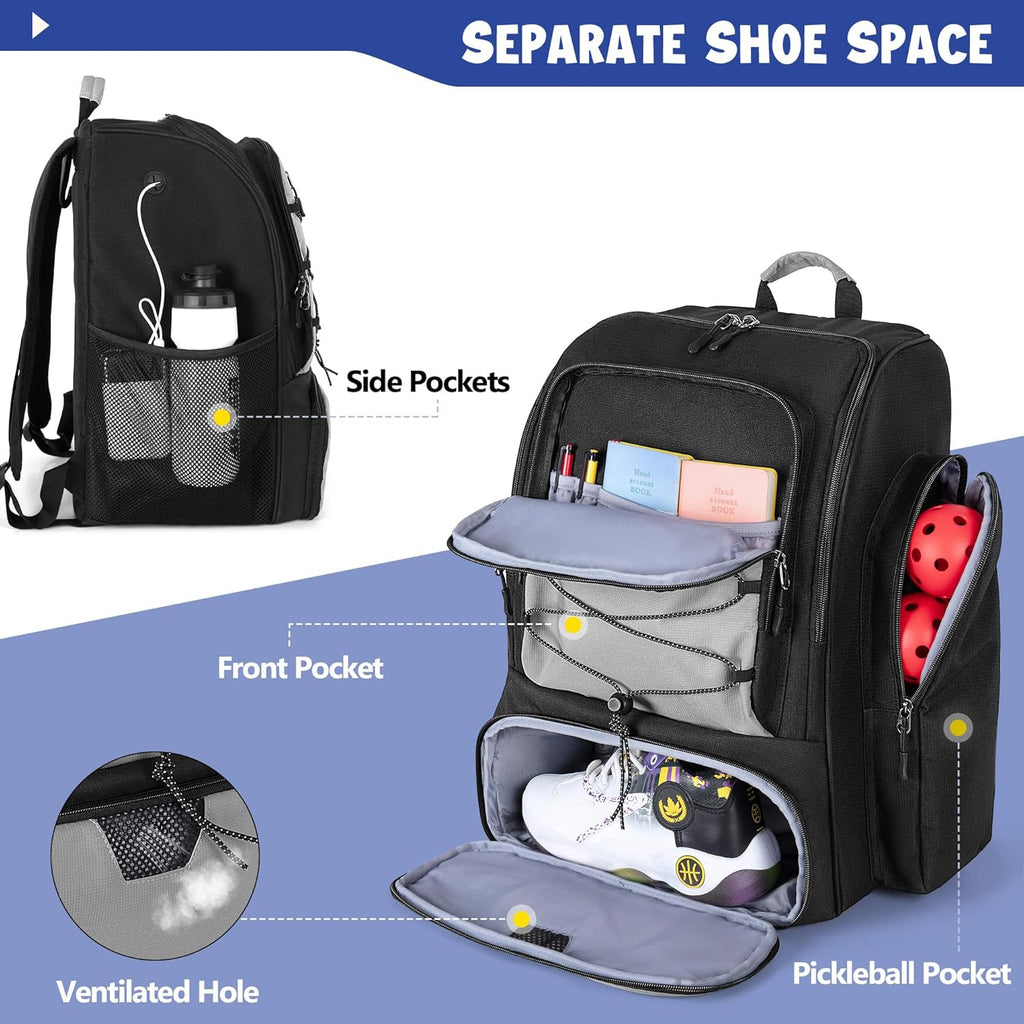 GOBUROS Bolsa de Pickleball para 4 Palas con Compartimento para Zap...