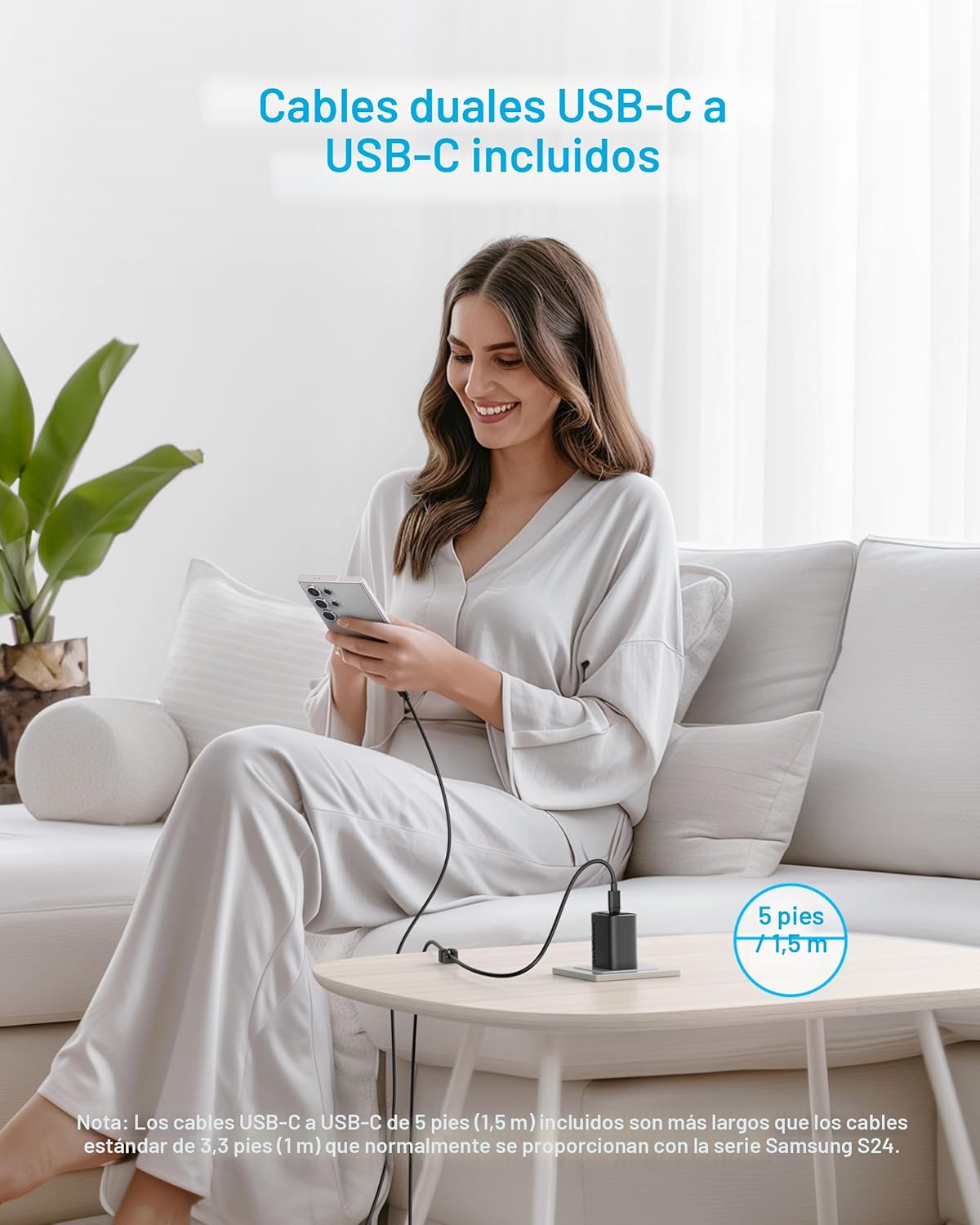 Anker Bloque de cargador USB C de 45 W, cargador rápido PPS con cab...