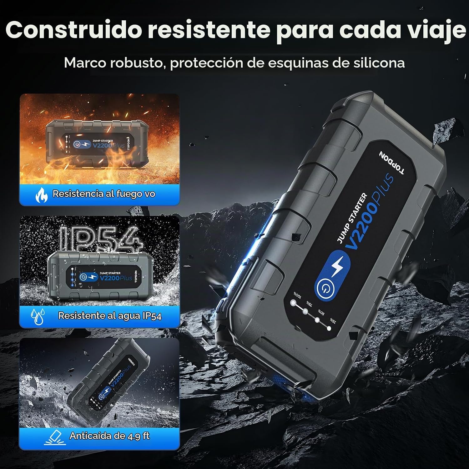 Arrancador de batería de coche y probador de batería TOPDON 2 en 1,...